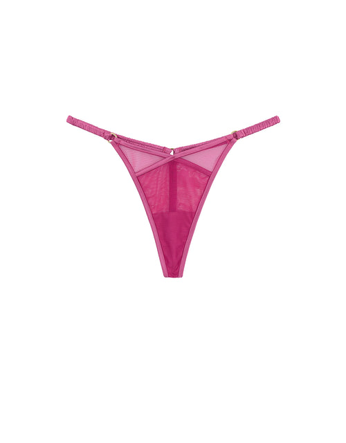 Front of Raspberry Pink Luxury Silk Thong by Fleur of England