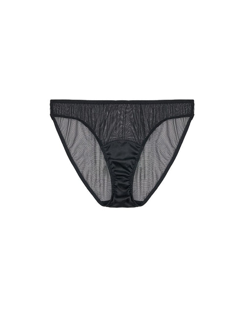 Front view of Luxury Black Silk and Mesh Brief by Fleur of England