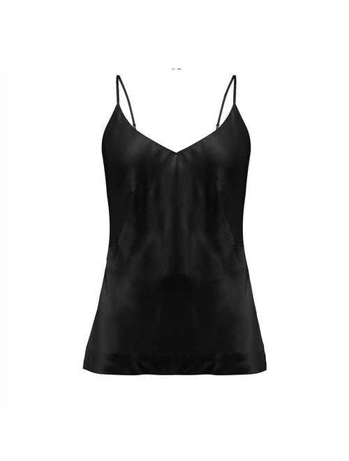 Front view of Luxury Black Silk Camisole by Fleur of England