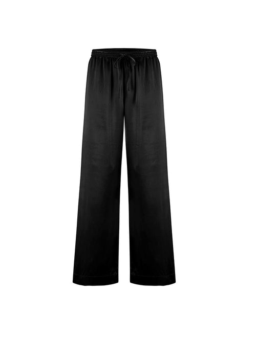 Front view of Luxury Black Silk Trousers by Fleur of England