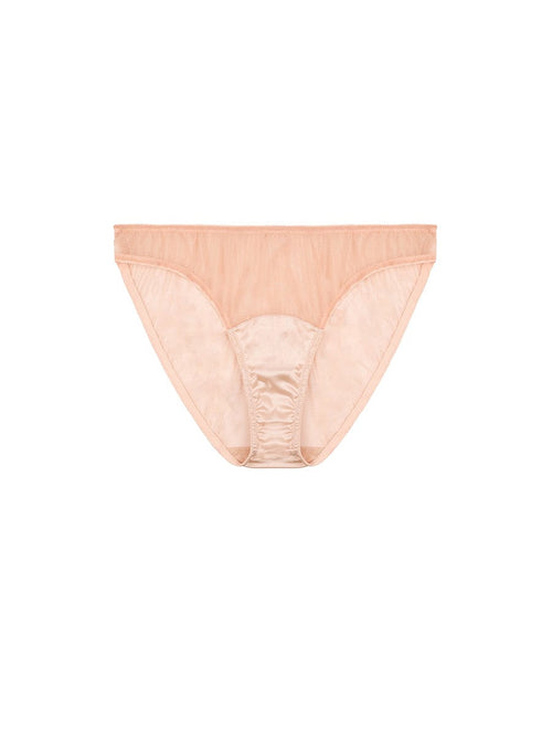 Front view of Luxury Blush Silk and Mesh Brief by Fleur of England