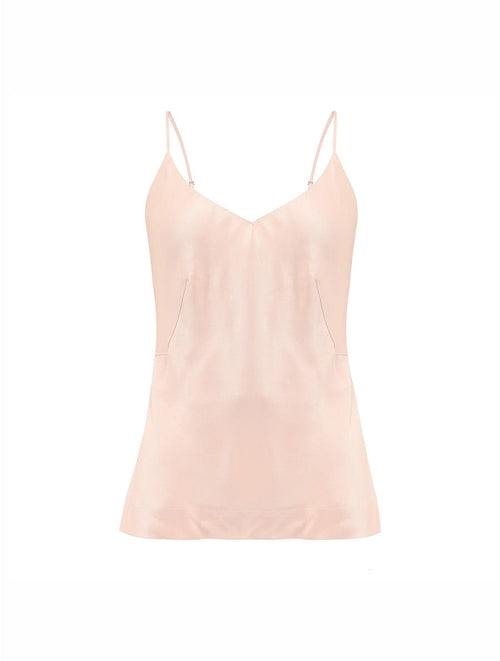 Front view of Luxury Blush Silk Camisole by Fleur of England