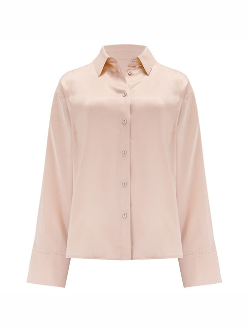 Front view of Luxury Blush Silk Shirt by Fleur of England