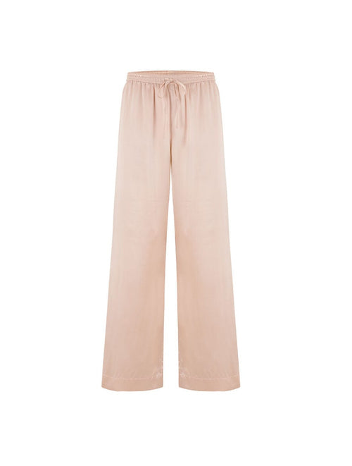 Front view of Luxury Blush Silk Trousers by Fleur of England