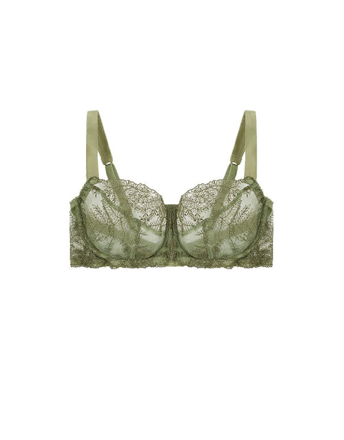 Front view of Fleur of England Luxury Sage Green Balcony Bra
