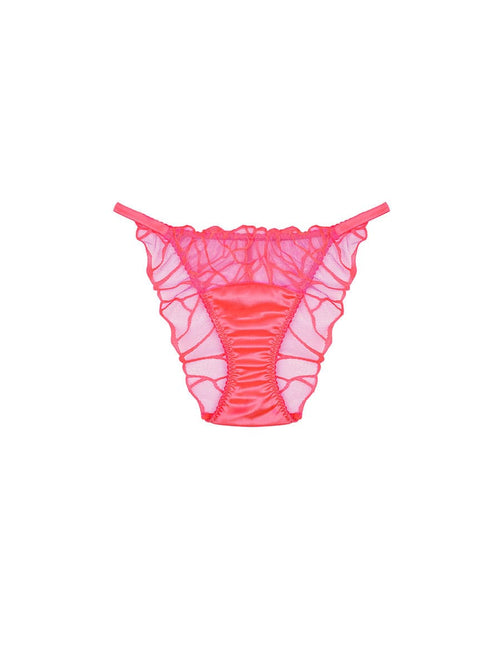 Front view of Mid-rise Brief in Bright Coral and Pink by Fleur of England