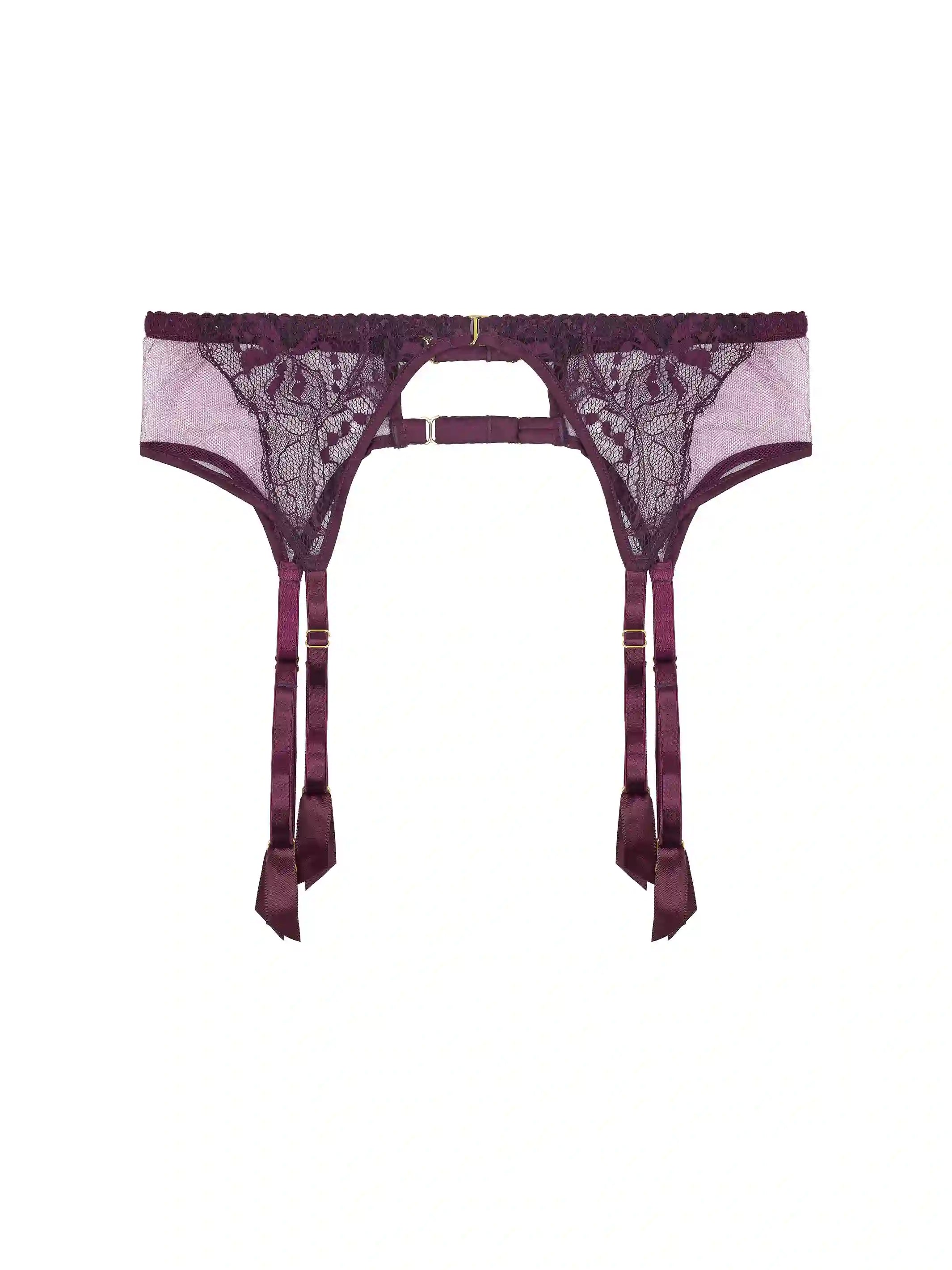Burgundy Luxury Lace Garter Belt  Fleur of England