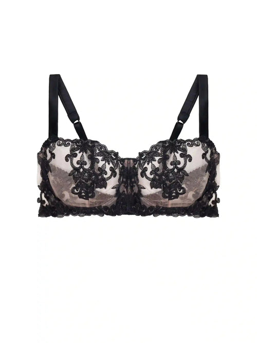FleurOfEngland Onyx Black Balcony Bra