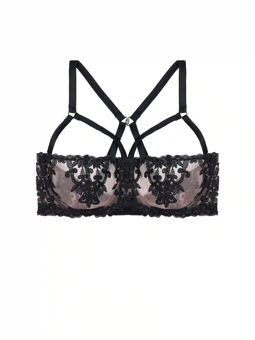 FleurOfEngland Onyx Strap Balcony Bra