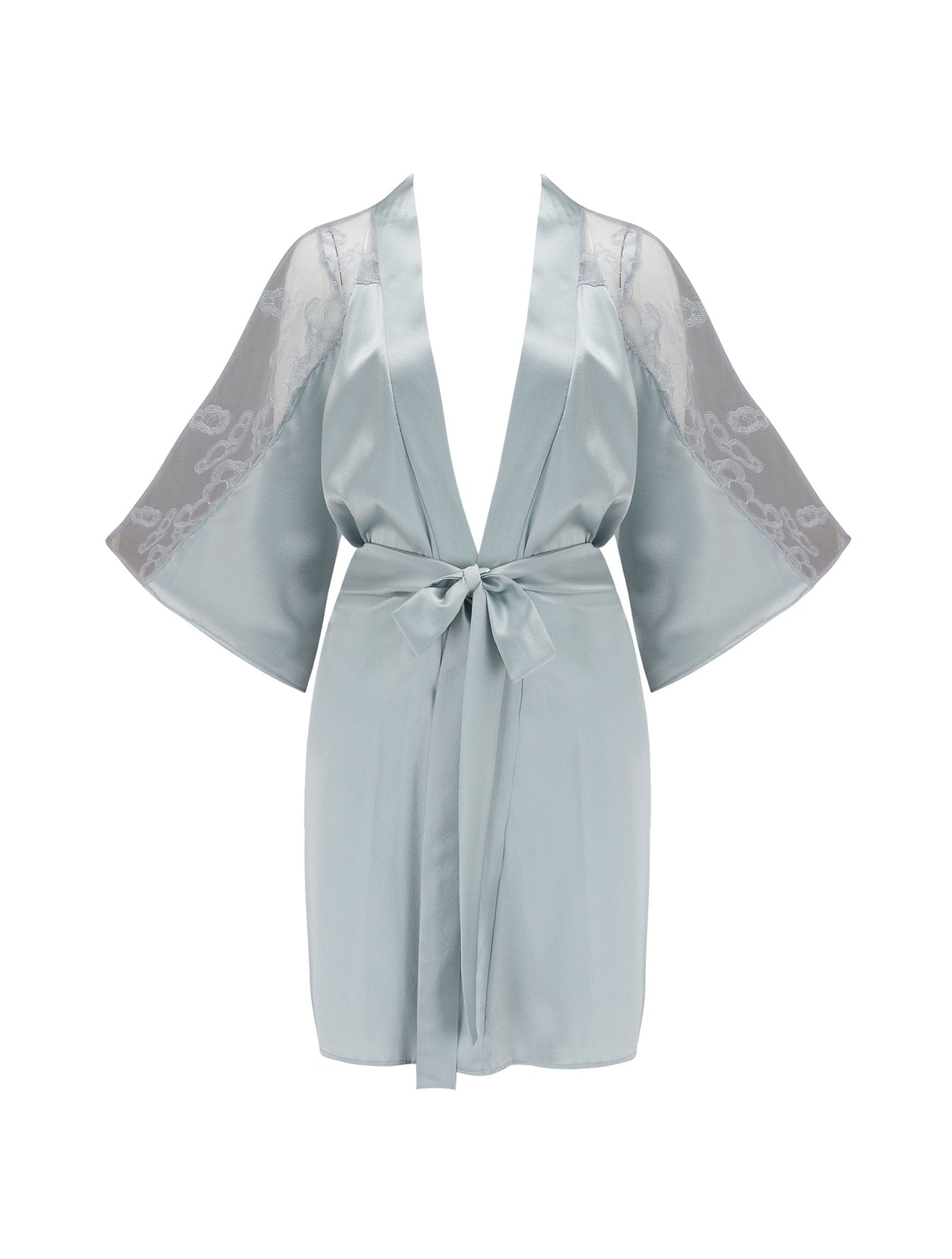 Front of Fleur of England silk robe from the Sigrid collection.