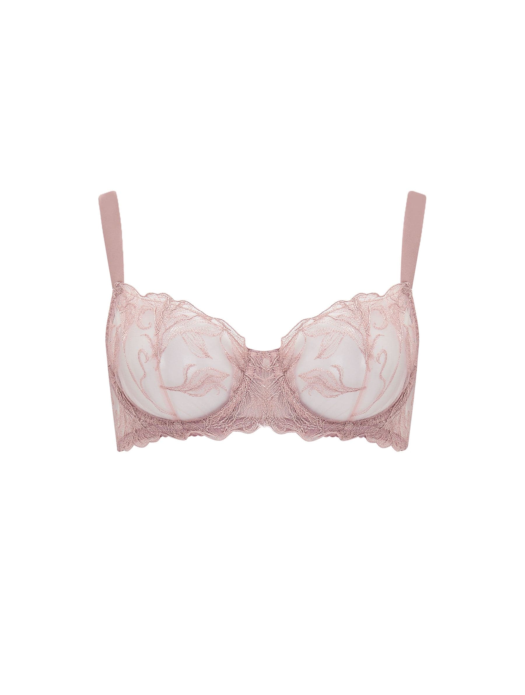 Fleur of England Lilian Balcony Bra Pink - Luxury Designer Lingerie