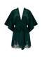 Fleur of England green silk robe with lace trim
