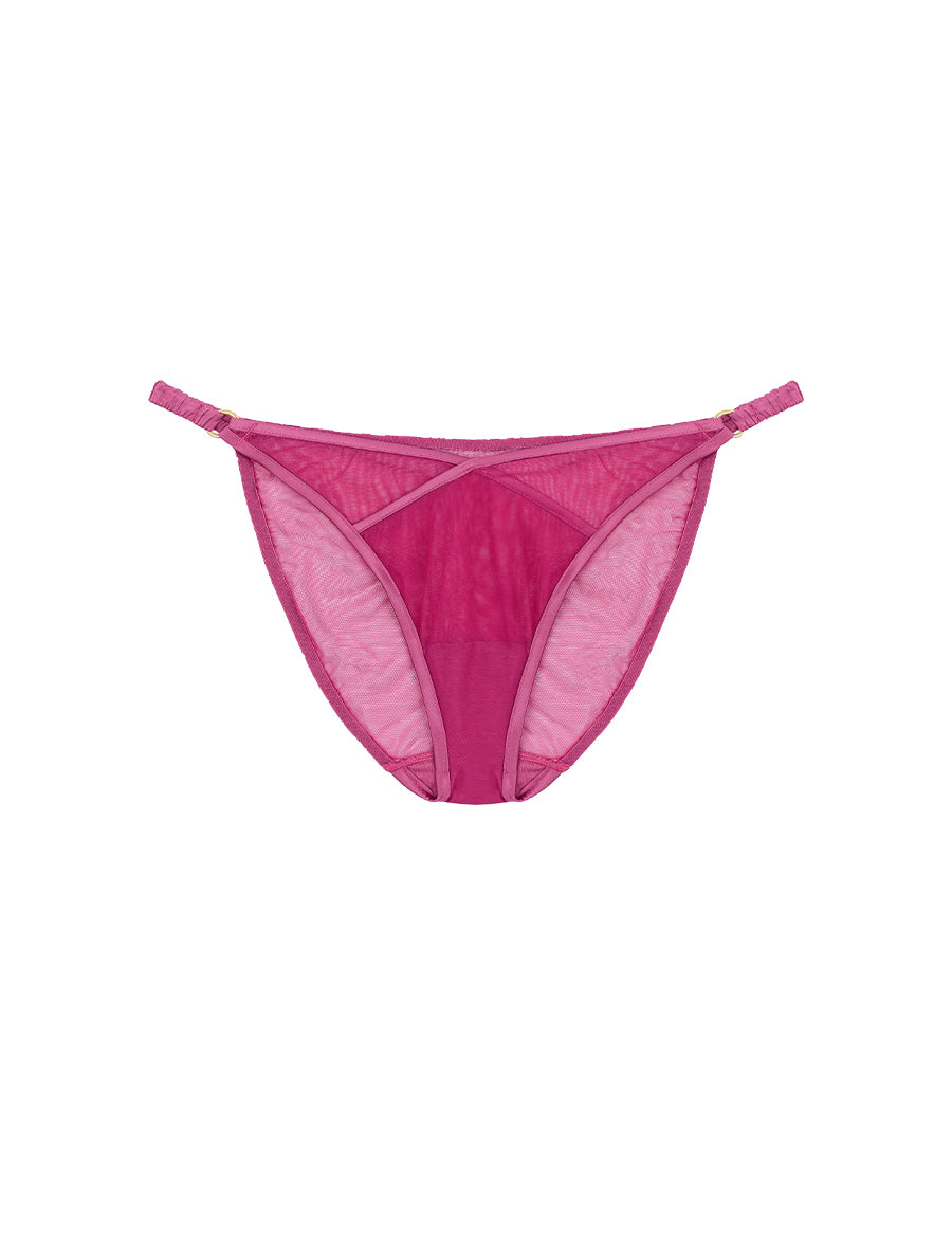 Front of Luxury Pink Mesh & Silk Brief by Fleur of England