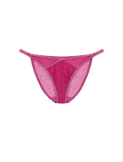 Front of Luxury Pink Mesh & Silk Brief by Fleur of England