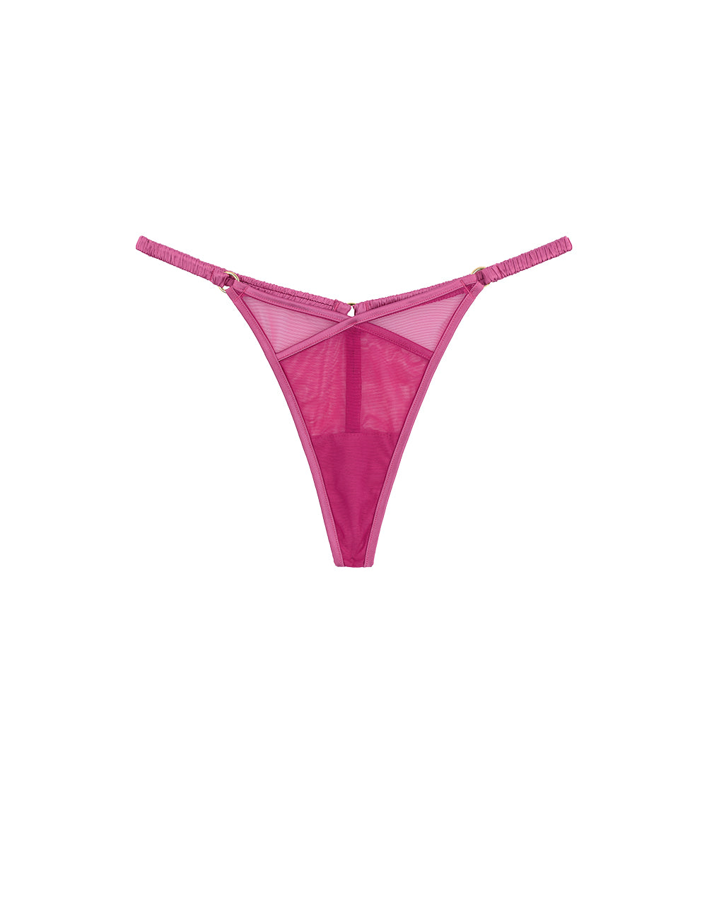 Front of Raspberry Pink Luxury Silk Thong by Fleur of England