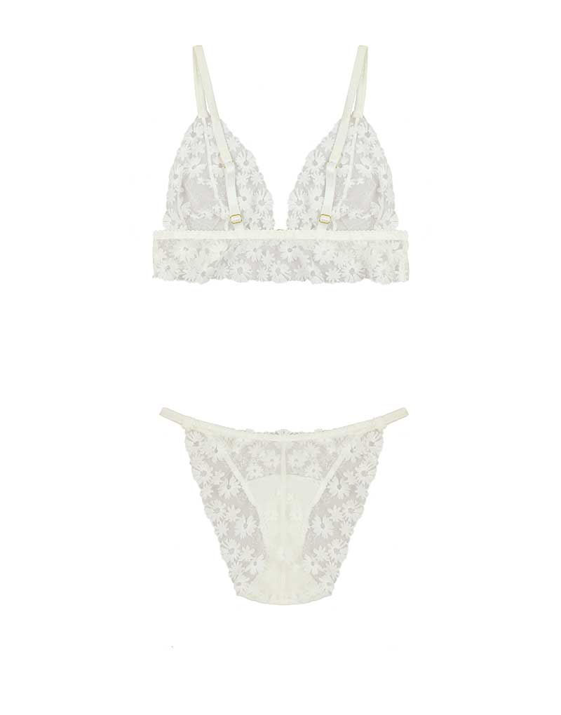 Luxury Ivory Soft Cup Boudoir Bra Brief Lingerie Set Fleur of England