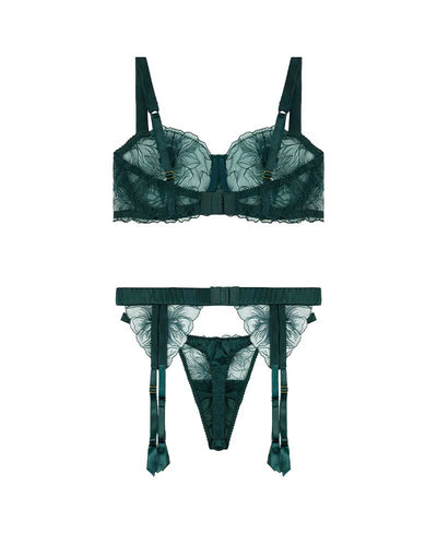 Fleur of England Eva Balcony Bra, Thong & Suspender Belt