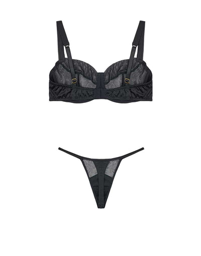 Fleur of England Fleur du Jour Black Balcony Bra & Thong