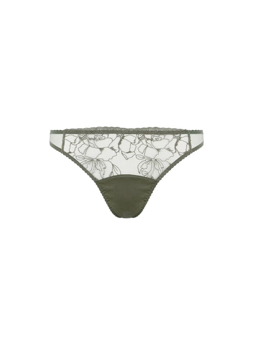Fleur of England Iona Embroidered Green Thong