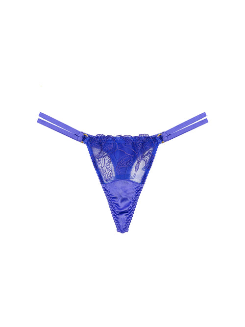Fleur of England Iris Blue Silk Thong