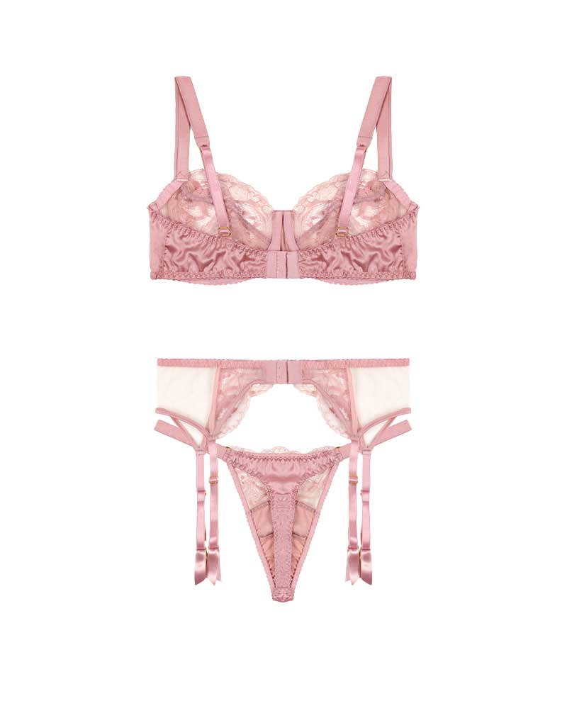 Fleur of England Lyla Balcony Bra, Thong & Suspender Belt