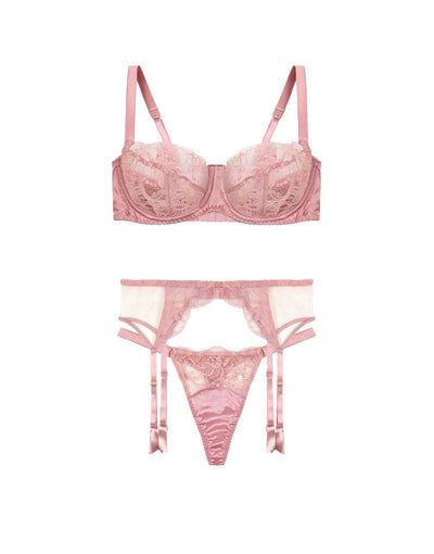 Fleur of England Lyla Balcony Bra, Thong & Suspender Belt