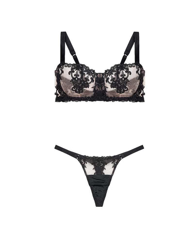 Fleur of England Onyx Luxury Balcony Bra & Strap Thong