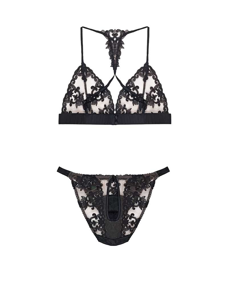 Fleur of England Onyx Luxury Boudoir Bra & Ouvert Brief