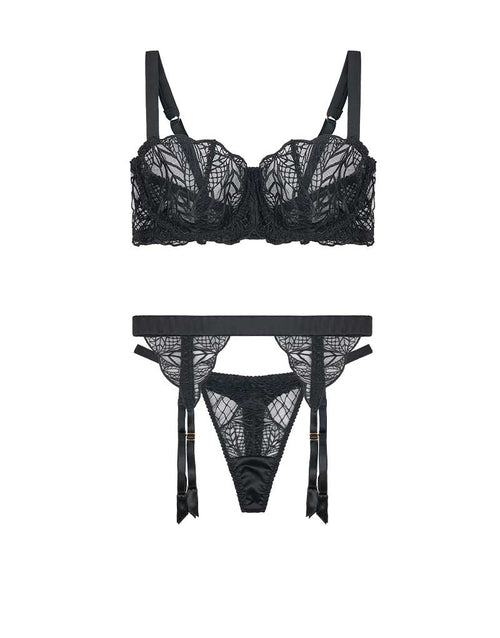 Fleur of England Roxy Balcony Bra, Thong & Suspender Belt