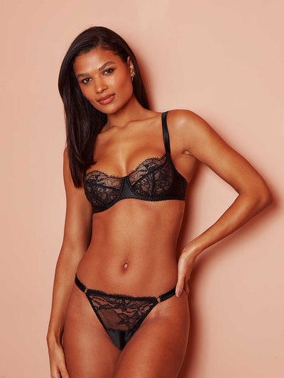Fleur of England Signature Black Silk Thong