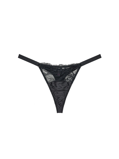 Fleur of England Signature Black Silk Thong