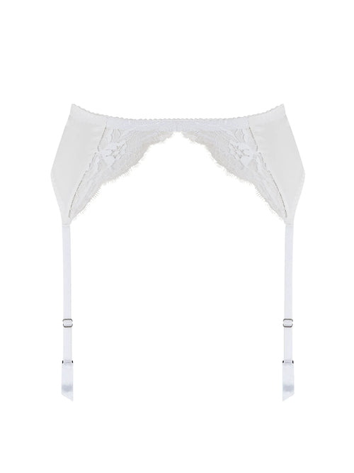 Fleur Of England Signature Silk Suspender Belt - White