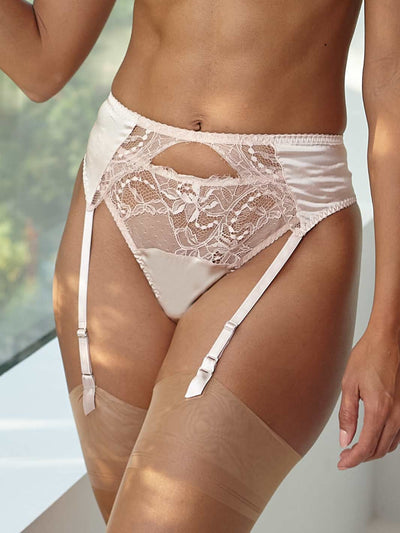 Fleur Of England Signature Suspender Belt - Blush