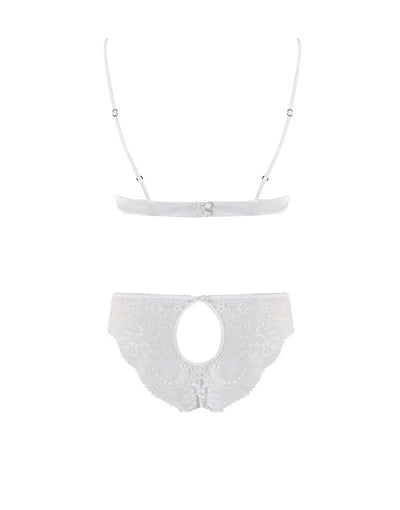 Fleur of England Signature White Lace Boudoir Bra & Ouvert Brief