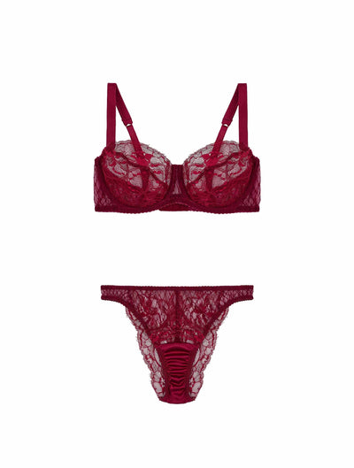 Fleur of England Simone lace balcony Bra & Brazilian Brief