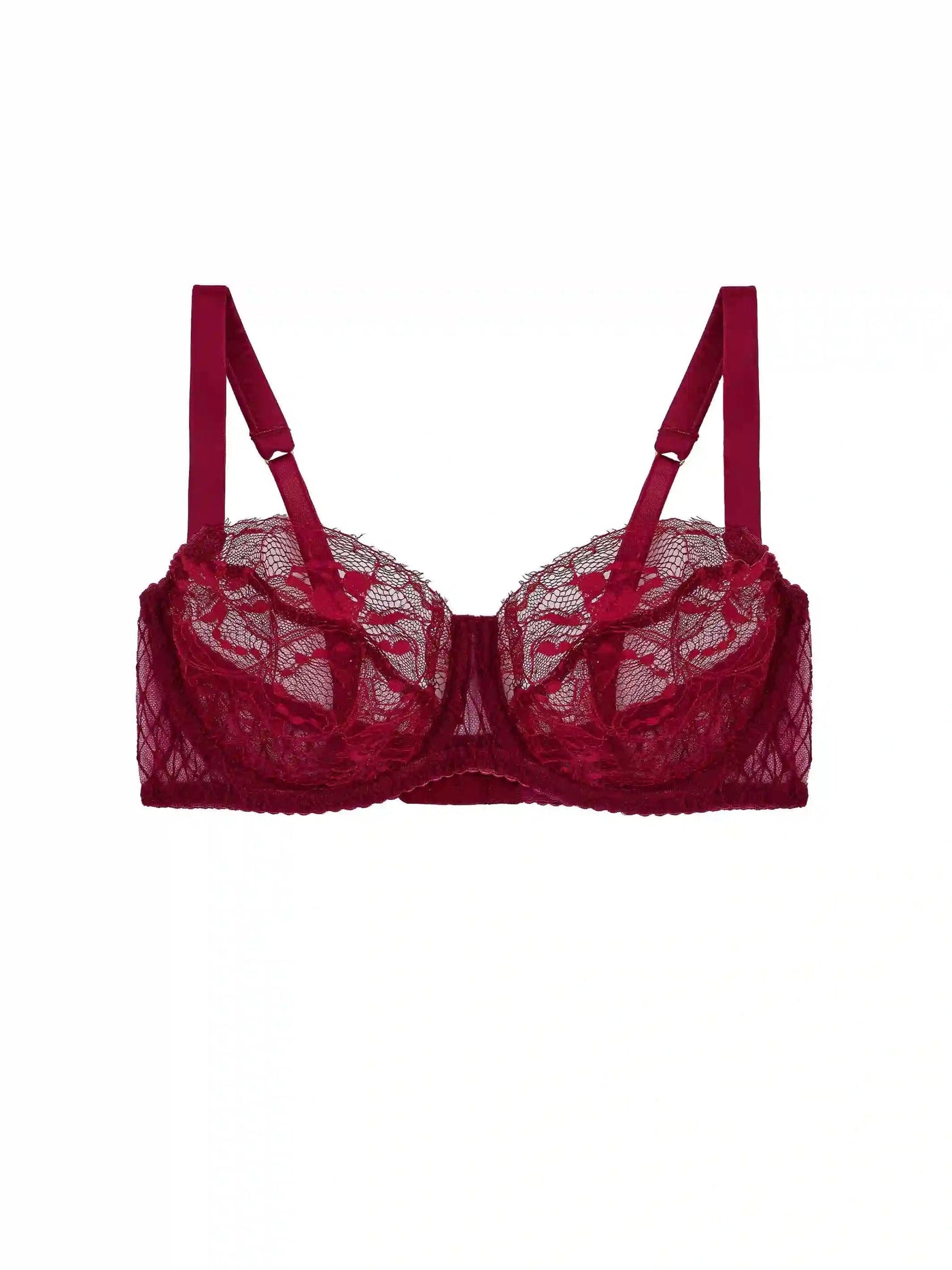 Front view of Fleur of England Simone Luxury Red Lace Balcony Bra