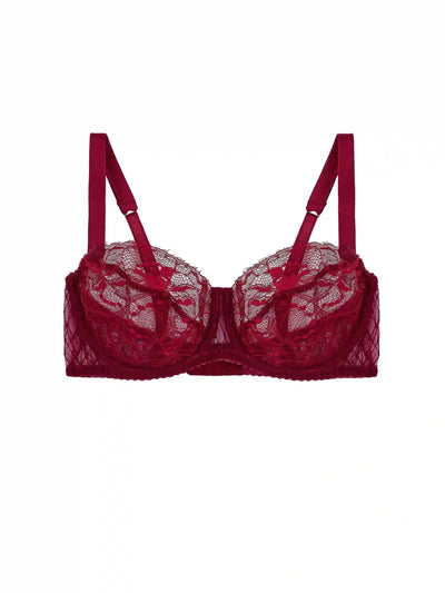 Front view of Fleur of England Simone Luxury Red Lace Balcony Bra