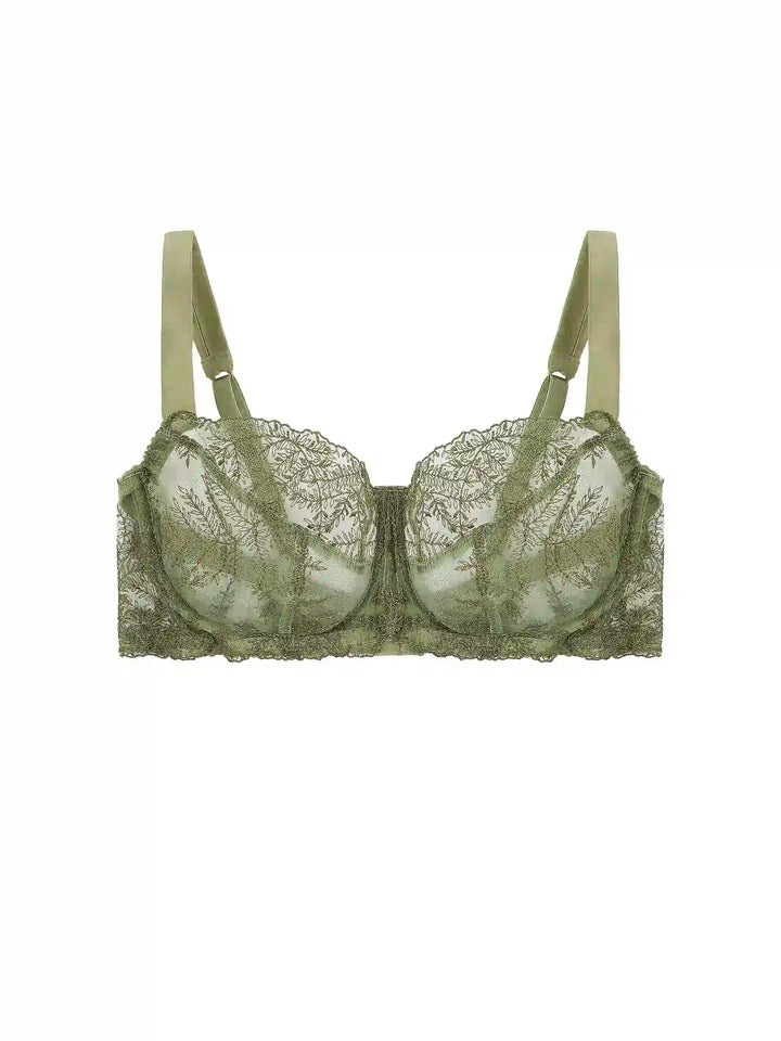 Green Embroidered Underwired Balcony Bra Fleur of England Green Embroidered Underwired Balcony Bra Fleur of England