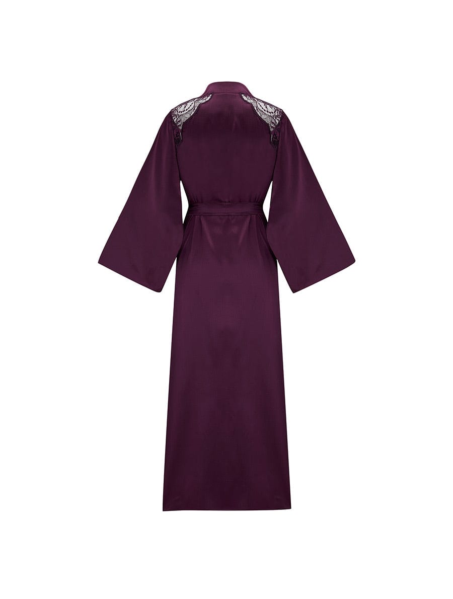 Burgundy Luxury Silk & Lace Robe – Fleur of England