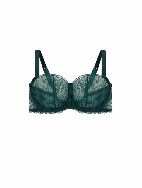 Emerald Green Delicate Lace Underwired Bra And Panties Set