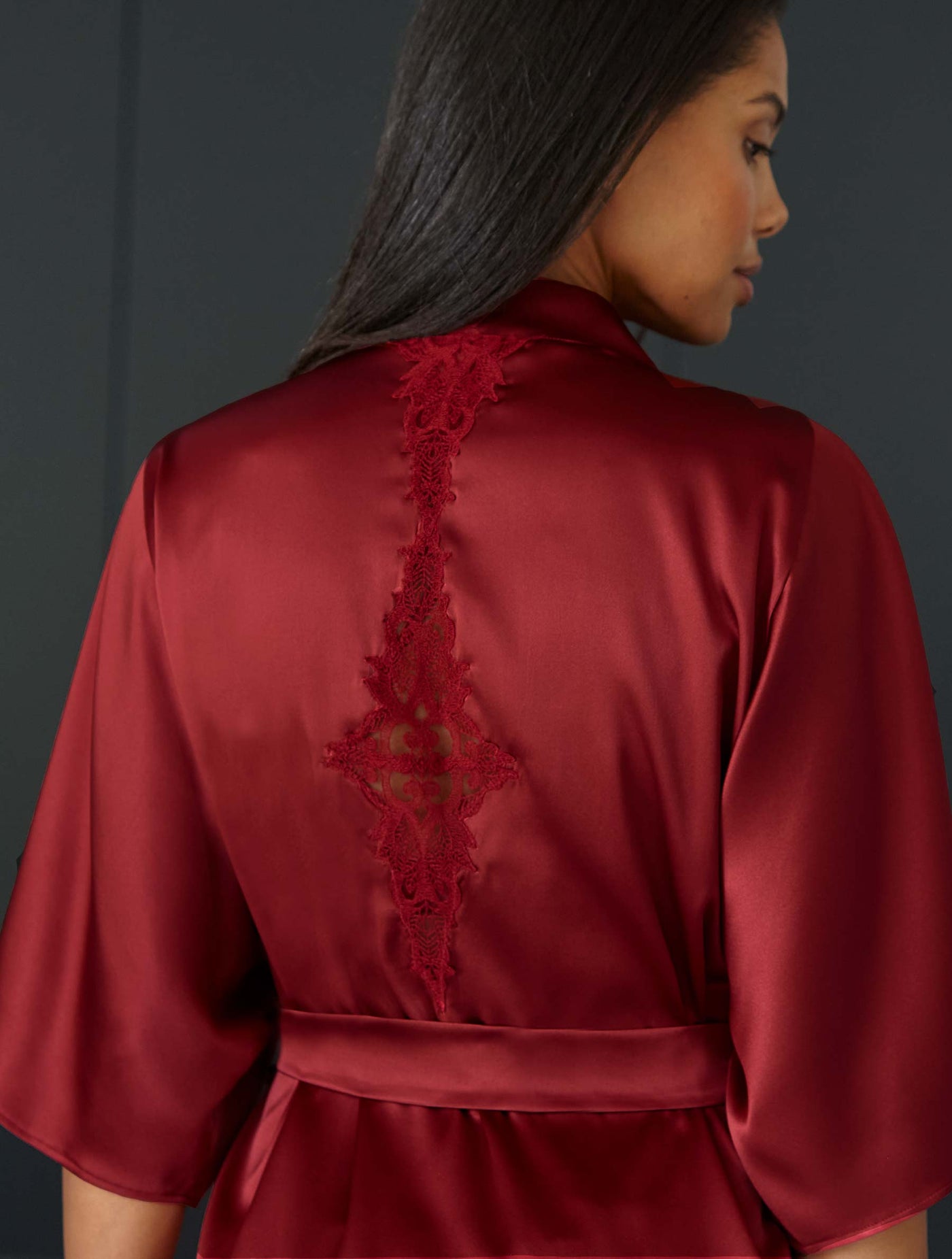 Fleur Of England Gisele Silk Robe back on model