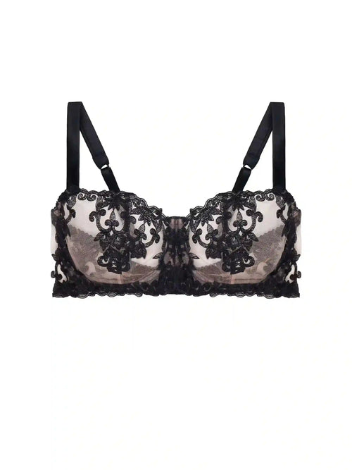 FleurOfEngland Onyx Black Balcony Bra