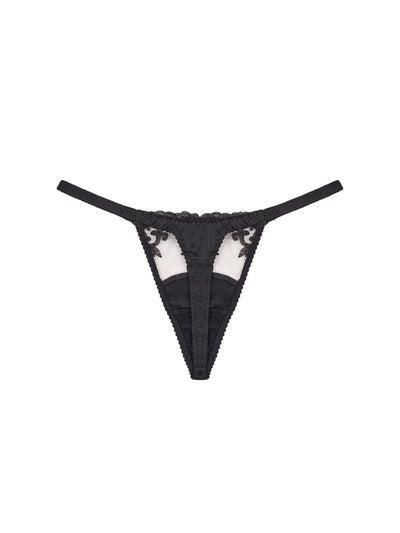 FleurOfEngland Onyx Black Silk Thong