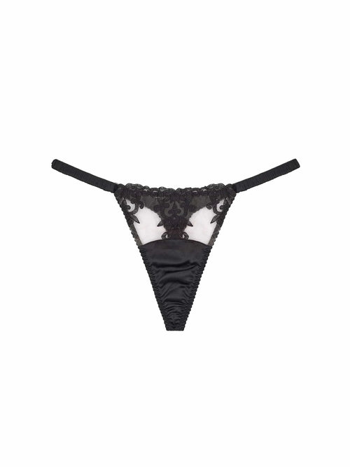 FleurOfEngland Onyx Black Silk Thong