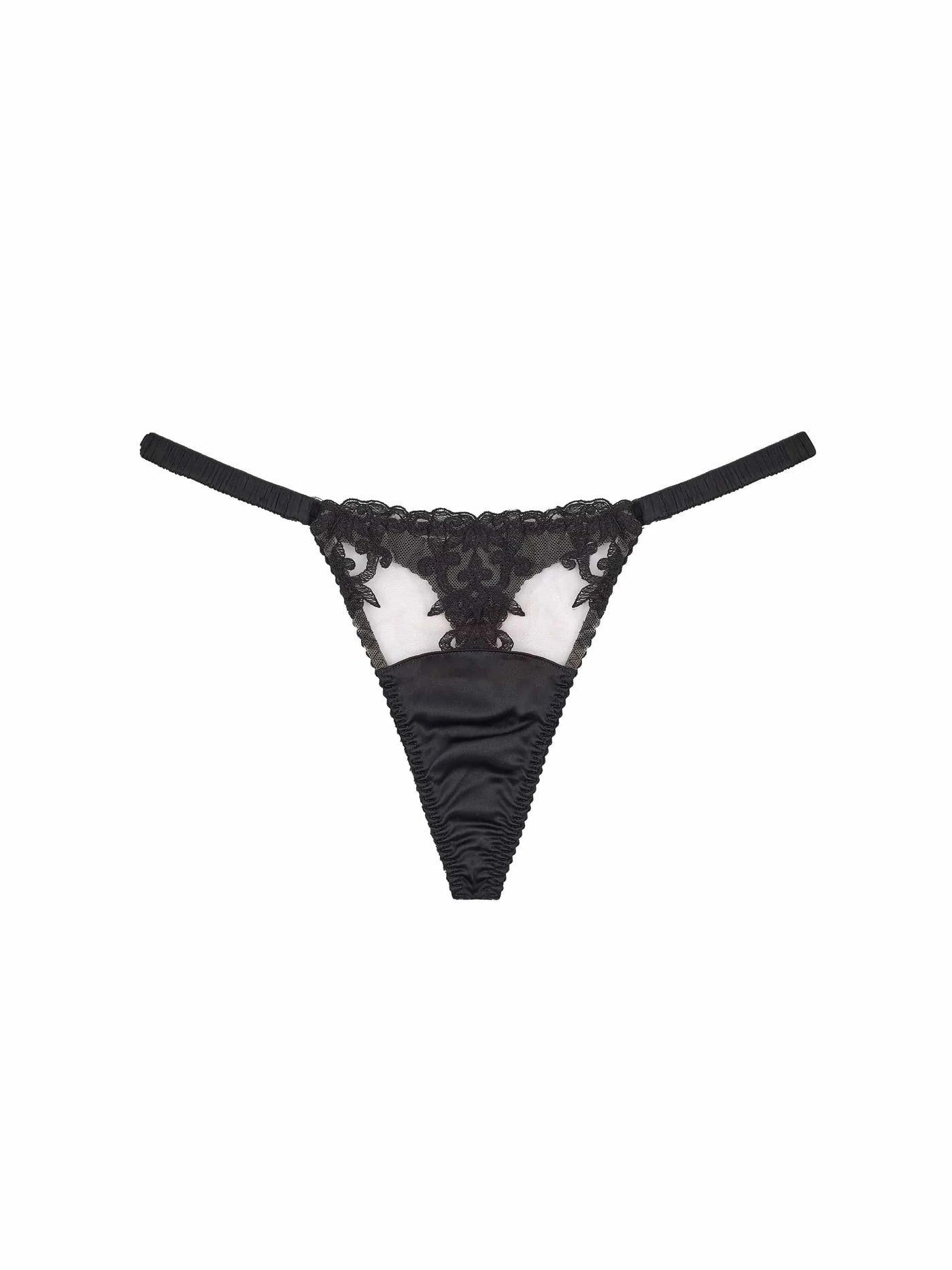 FleurOfEngland Onyx Black Silk Thong
