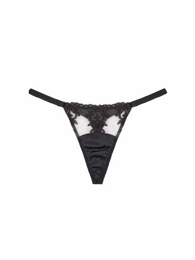 FleurOfEngland Onyx Black Silk Thong