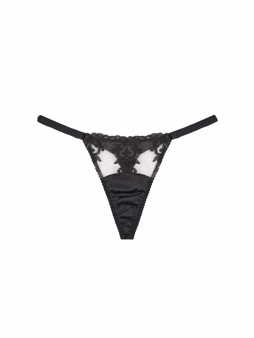 FleurOfEngland Onyx Black Silk Thong