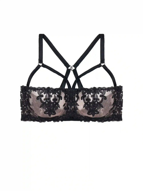 FleurOfEngland Onyx Strap Balcony Bra