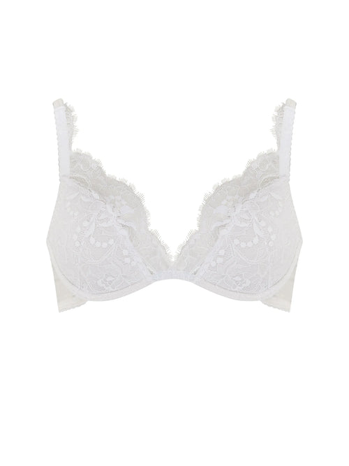 FleurOfEngland Signature Padded Plunge Bra - White