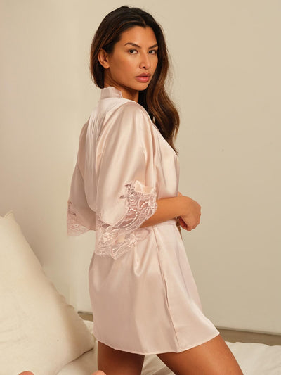 FleurOfEngland One Size Signature Silk Robe - Blush